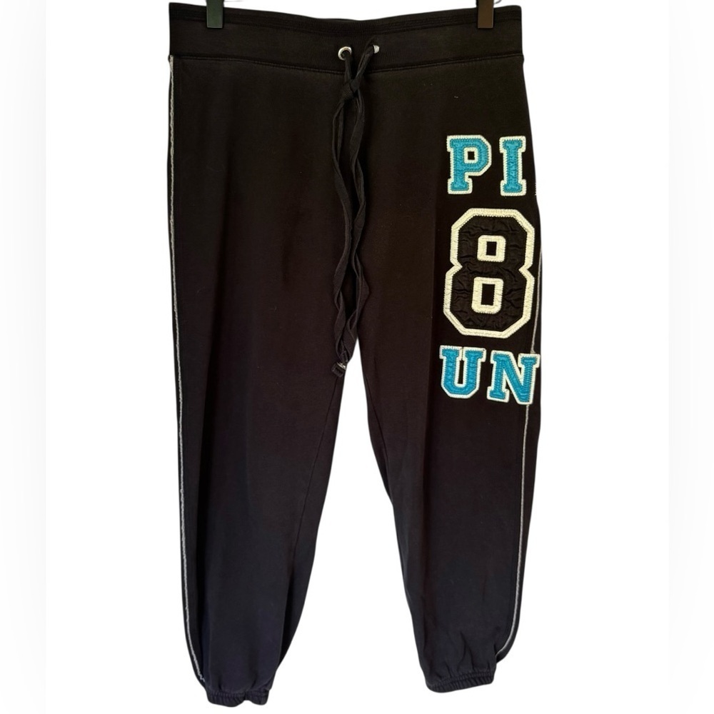 Vtg 2008 Victoria’s Secret PINK Puff Logo Black  Drawstring Sweatpants Size S